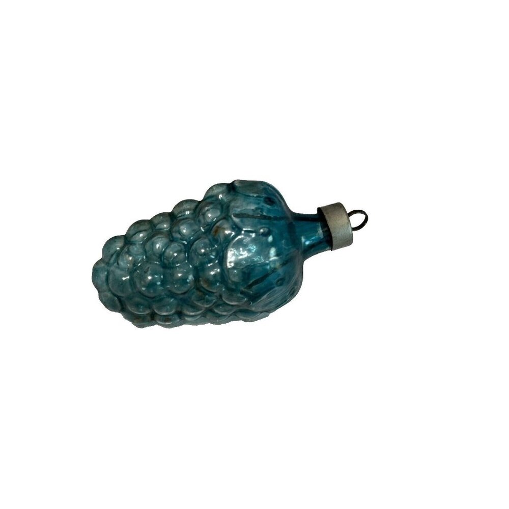 Antique Unsilvered Blue Blown Glass Grape Orament c1940's - Picture 4 of 5